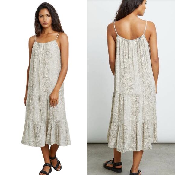 Rails Womens Adora Cream Snakeskin Midi Dress Small NWOT - Picture 1 of 15